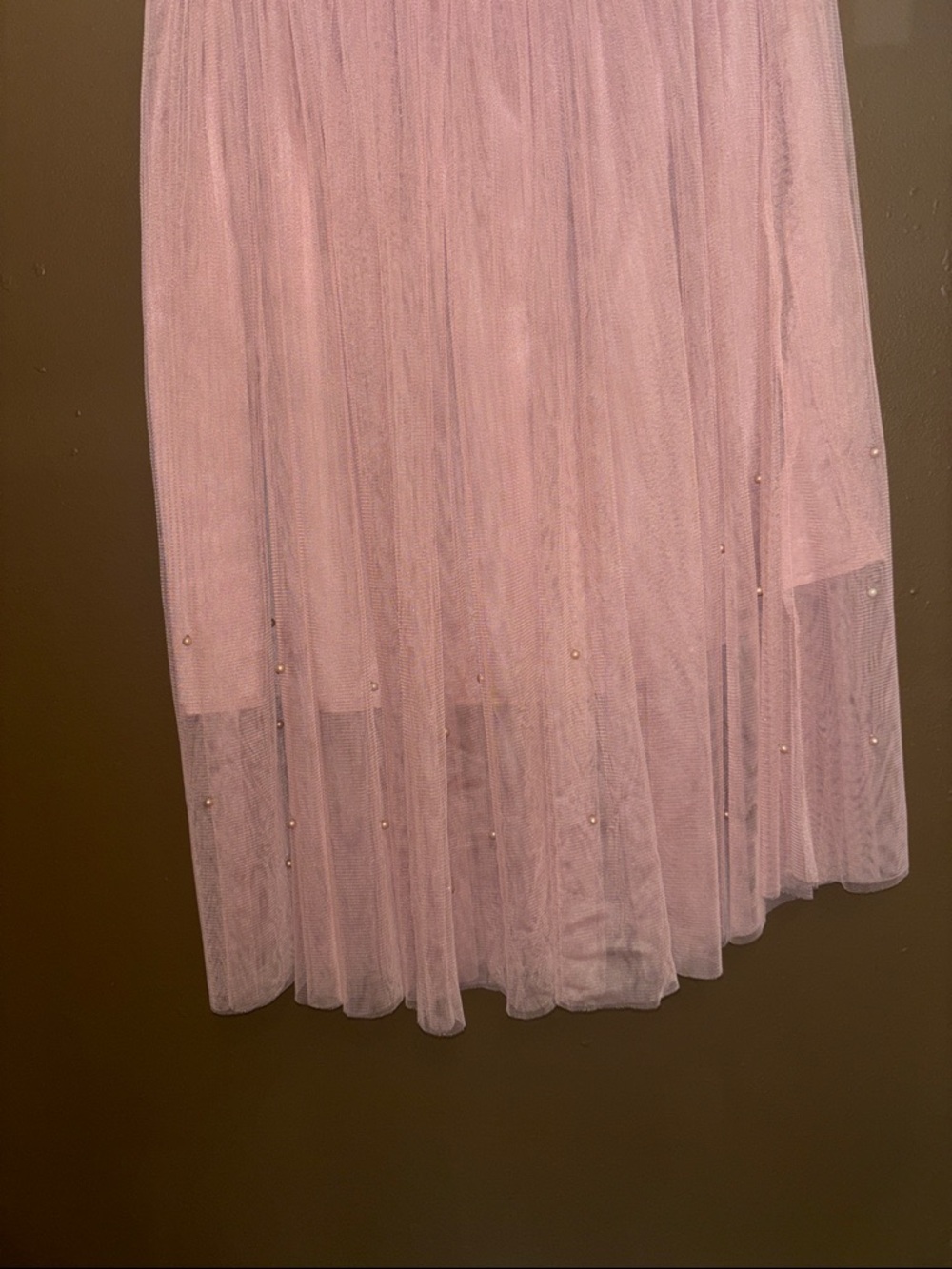 Esley Collection Dusty Pink Tulle Midi Skirt - Picture 3 of 7
